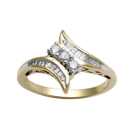 1/3 Ct. T.w. Diamond 10k Yellow Gold 3-stone Bypass Ring