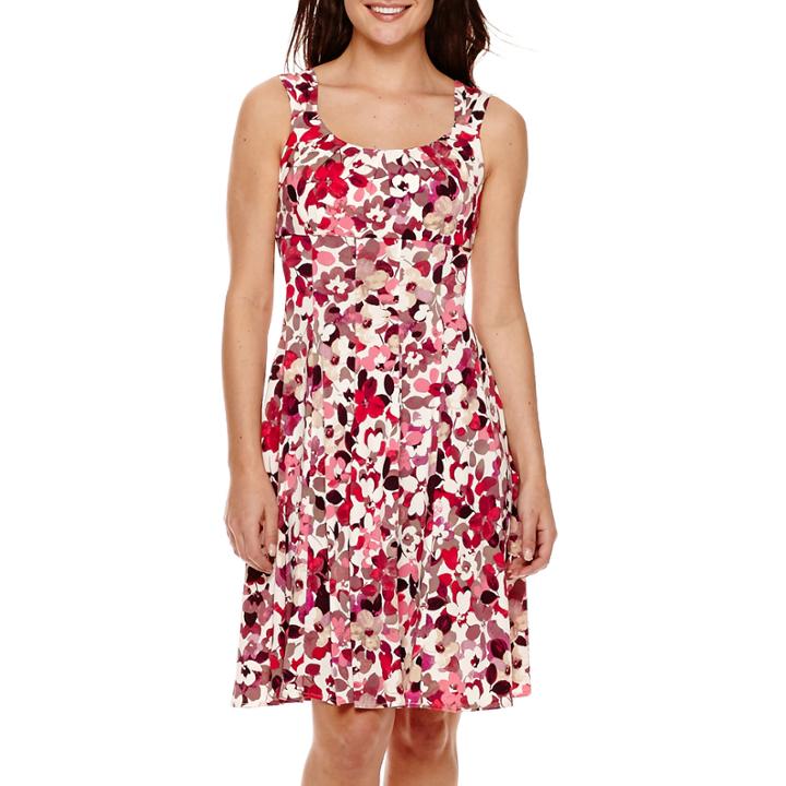 London Style Collection Sleeveless Floral Fit-and-flare Dress