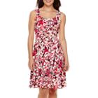 London Style Collection Sleeveless Floral Fit-and-flare Dress