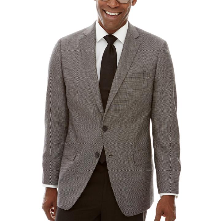 Claiborne Black White Neat Sport Coat - Classic Fit