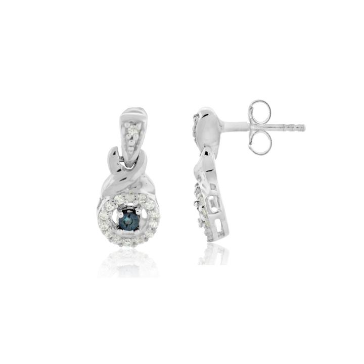 Sterling Silver 1/8 C.t.t.w. Color Enhanced Blue Diamond Stud Earrings