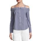 By & By Long Sleeve Poplin Stripe Blouse-juniors