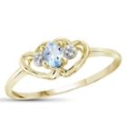 Womens Diamond Accent Blue Aquamarine Gold Over Silver Delicate Ring