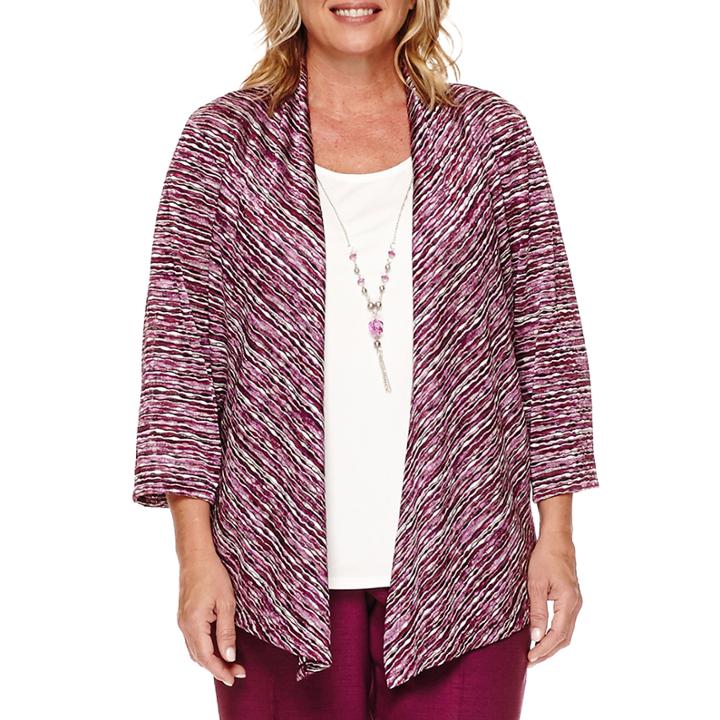 Alfred Dunner Veneto Valley 3/4-sleeve Space-dye Necklace Top - Plus