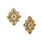 1928 Vintage Inspirations Round Brown Brass Stud Earrings
