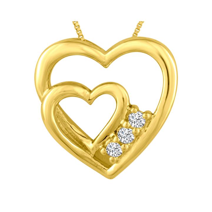 Diamond-accent 10k Yellow Gold Heart Pendant Necklace