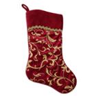 20 Elegant Burgundy Red And Gold Flourish Design Christmas Stocking