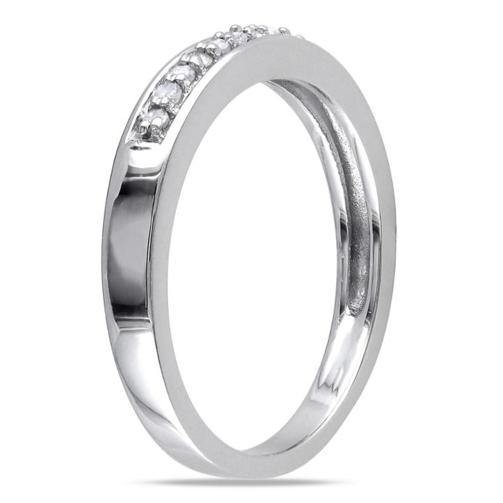 Womens 1/10 Ct. T.w. White Diamond Sterling Silver Wedding Band