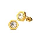 Crystal Yellow Ion Plated Stainless Steel Stud Earrings