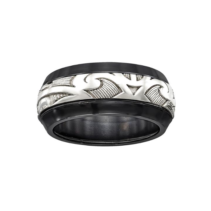 Edward Mirell Mens Titanium & Sterling Silver Wedding Band