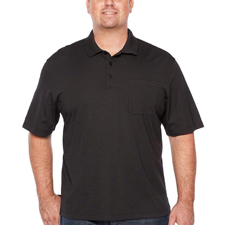 Van Heusen Jacquard Stripe Short Sleeve Polo Shirt Big And Tall