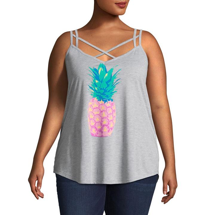 Pineapple Strappy Tank - Juniors Plus