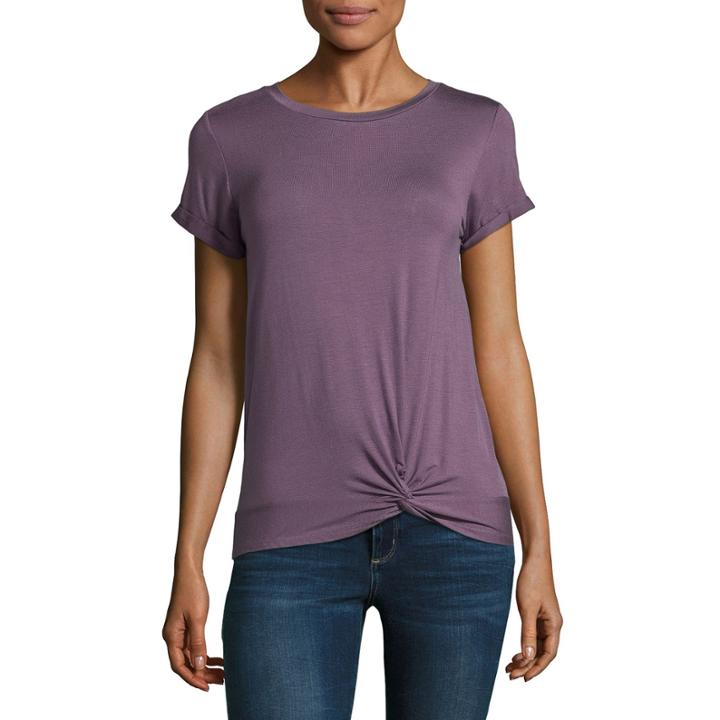 Arizona Short Sleeve Knot T-shirt-womens Juniors