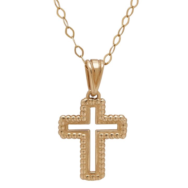Infinite Gold&trade; 14k Yellow Gold Open Cross Pendant Necklace