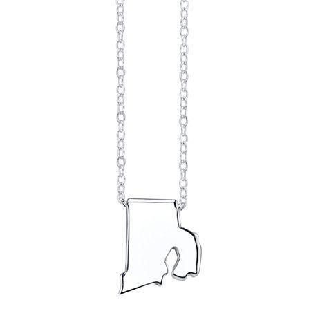 Footnotes Sterling Silver Rhode Island State Necklace