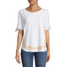 St. John's Bay Short Sleeve Round Neck Gingham T-shirt-womens