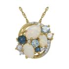 Lab-created Opal, White Sapphire & Genuine Topaz Cluster Pendant Necklace