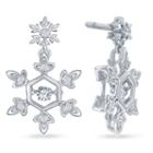 Enchanted By Disney 1/10 C.t.t.w. Diamond Sterling Silver Frozen Snowflake Drop Earrings