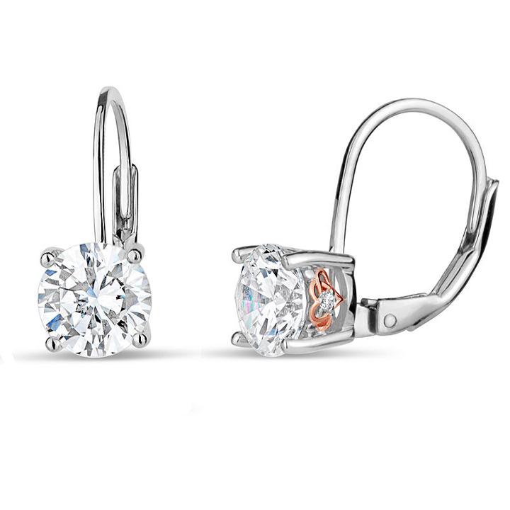 Sterling Silver Two-tone Leverback Earrings Featuring Swarovski Zirconia