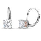 Sterling Silver Two-tone Leverback Earrings Featuring Swarovski Zirconia