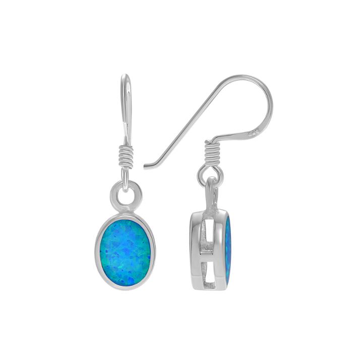 Lab-created Opal Sterling Silver Dangle Earrings