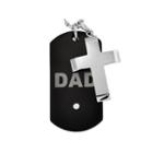 Stainless Steel Dad Dog Tag & Cross Pendant