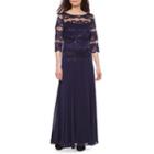 Melrose 3/4 Sleeve Lace Evening Gown