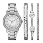 Liz Claiborne Womens Silver Tone 4-pc. Watch Boxed Set-lc9046