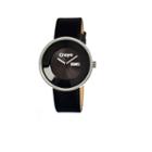 Crayo Unisex Button Black Leather-band Watch With Day & Date Cracr0207