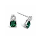 Green Lab-created Emerald Sterling Silver Drop Earrings