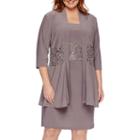R & M Richards 3/4-sleeve Sequin Trim Jacket And Dress - Plus