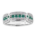 Womens 1/5 Ct. T.w. Genuine Emerald Green 10k White Gold Cocktail Ring