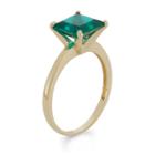 Womens Green Emerald 10k Gold Solitaire Ring