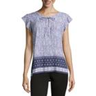 Liz Claiborne Short Sleeve Crew Neck Blouse-tall