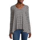 Trixxi Long Sleeve V Neck Blouse-juniors
