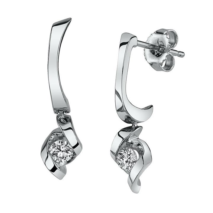 Sirena 1/5 Ct. T.w. Genuine White Diamond 14k Gold 21.1mm Stud Earrings