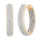 7/8 Ct. T.w. White Diamond 10k Gold Hoop Earrings