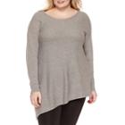Worthington Long Sleeve Asymmetrical Hem Pullover Sweater - Plus