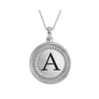 Personalized 14k White Gold Initial Disc Pendant Necklace