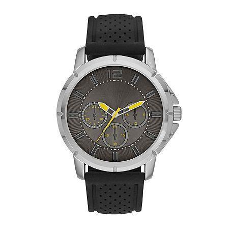 Mens Rubber Strap Faux Subdial Watch