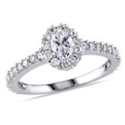 Womens 1 Ct. T.w. Oval White Diamond 14k Gold Engagement Ring