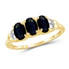 Womens 2 Ct. T.w. Blue Sapphire Gold Over Silver 3-stone Ring