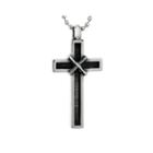 Mens Two-tone Stainless Steel Cross Pendant Necklace With Antique Finish Plating