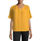 Worthington Short Sleeve V Neck Side Tie Blouse