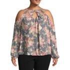 Bold Elements Twist Front Cold Shoulder Cut Out Blouse-plus