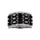 Womens Black Spinel Sterling Silver Side Stone Ring