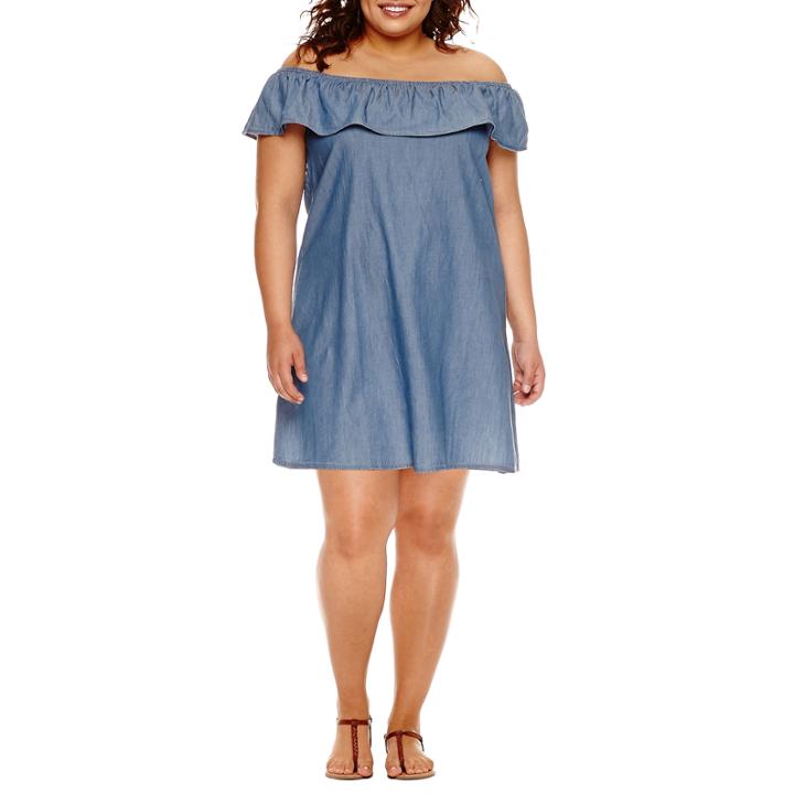 Arizona Off Shoulder Swing Dress-juniors Plus