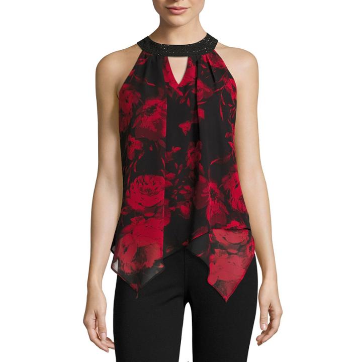 By & By Sleeveless Scoop Neck Chiffon Blouse-juniors