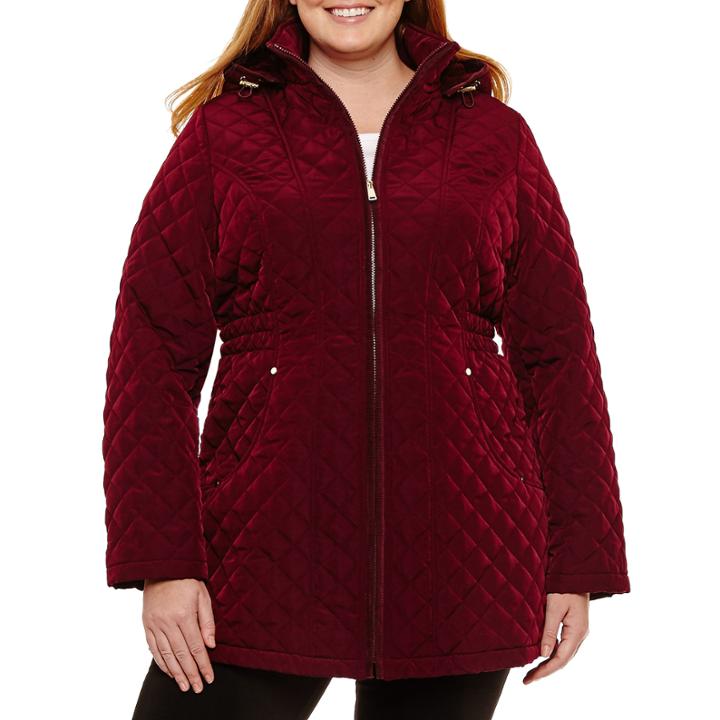 St. John's Bay Hooded Quilted Jacket-plus