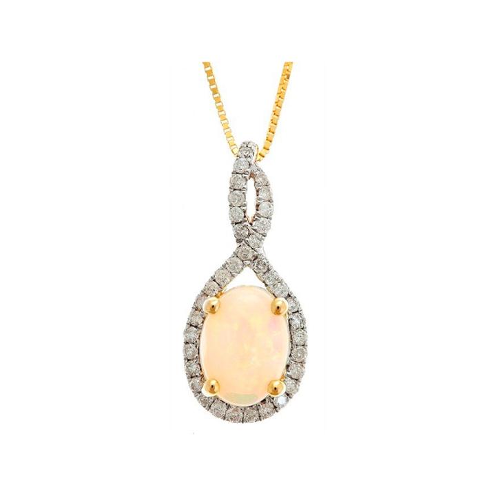 Limited Quantities! 1/5 Ct. T.w. White Opal 14k Gold Pendant Necklace